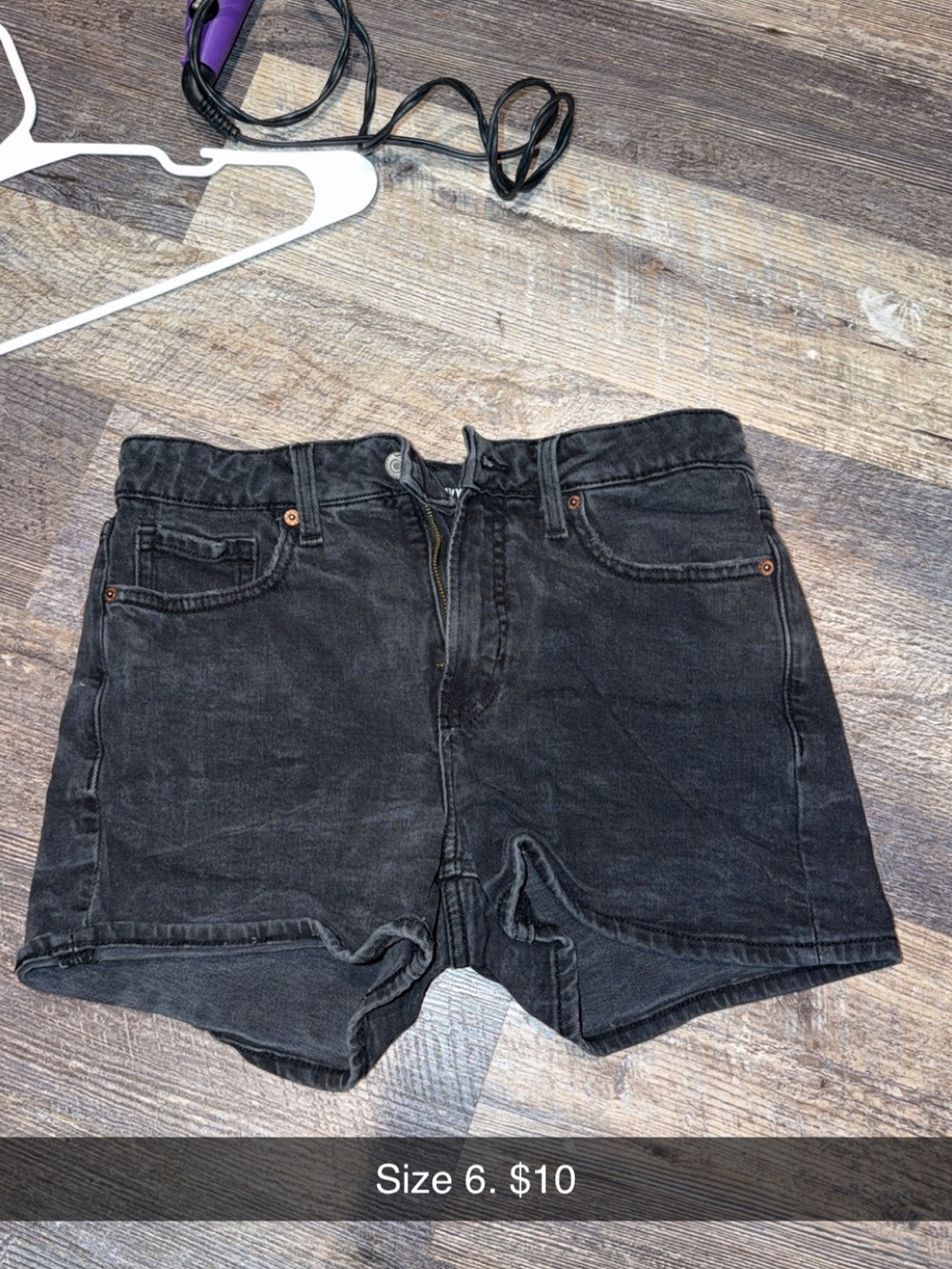 Black High-Rise Denim Women's Shorts